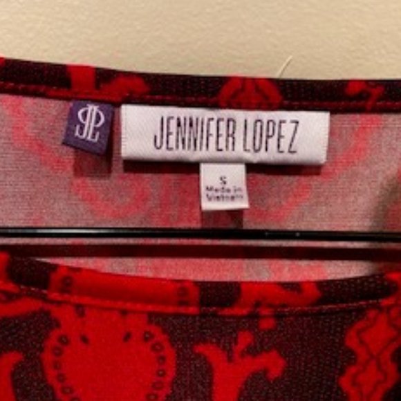 JENNIFER LOPEZ BLACK/RED CINCH WAIST TOP - Picture 7 of 8